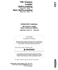 John Deere 740 Classic Loader Self-Leveling & Non Self-Leveling Operator's Manual (OMW54464)