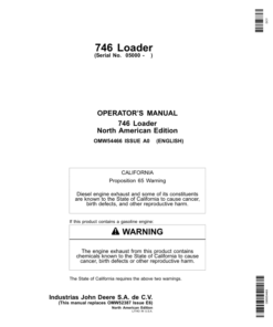 John Deere 746 Mechanical Self-Leveling Loader (005000-) Operator's Manual (OMW54466)