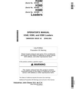 John Deere H340, H360 & H380 Loaders North America (010001- ) Operator's Manual (OMW55295)