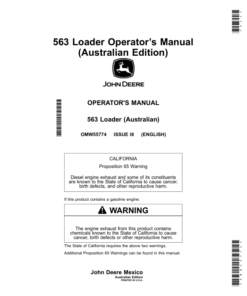 John Deere 563 Loader (Australia) Operator's Manual (OMW55774)