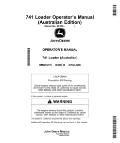 John Deere 741 Loader (Australia) Operator's Manual (OMW55776)