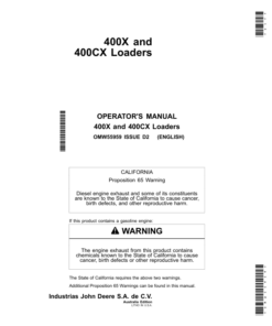 John Deere 400X & 400CX Loaders Operator's Manual (OMW55959)