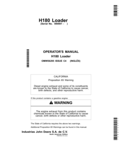 John Deere H180 Loader Operator's Manual (OMW56295)