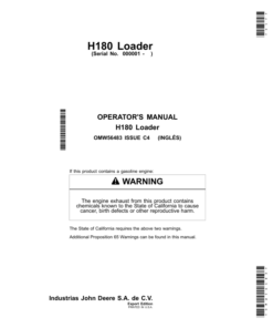 John Deere H180 Loader Operator's Manual (OMW56483)