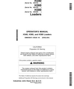 John Deere H360 Loaders (003124-) Operator's Manual (OMW56672)