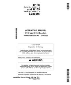 John Deere H160 & H165 Loaders Operator's Manual (OMW57694)
