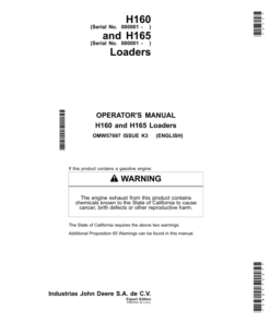 John Deere H160 & H165 Loaders Operator's Manual (OMW57697)