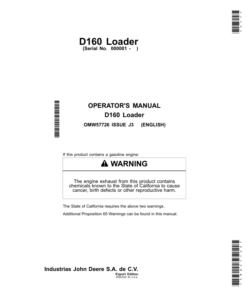 John Deere D160 Loader Export Edition Operator's Manual (OMW57726)