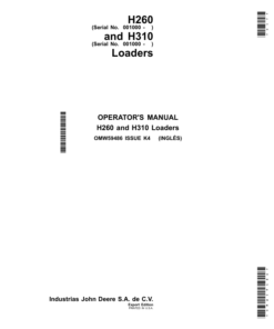 John Deere H260 & H310 Loaders Export Edition (001000- ) Manufactured in Mexico Operator's Manual (OMW59486)