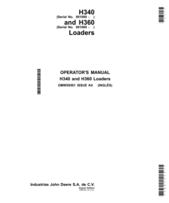 John Deere H340 & H360 Loaders Export Edition (001001- ) Operator's Manual (OMW59501)