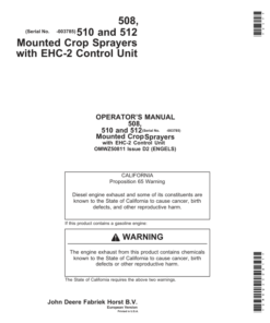John Deere SPRAYER 508-512(EHC-2) ENGLISH Operator's Manual (OMWZ50811)