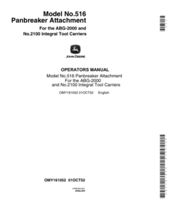 John Deere 516 Panbreaker Operator's Manual (OMY161052)