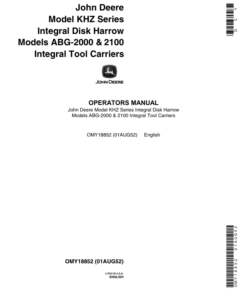 John Deere KHZ Series Integral Disk Harrow Operator's Manual (OMY18852)