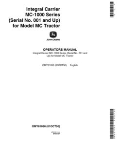 John Deere Integral Carrier MC-1000 Series Operator's Manual (OMY61050)