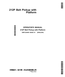 John Deere 212P Belt Pickup with Platform Operator's Manual (OMYC20485)