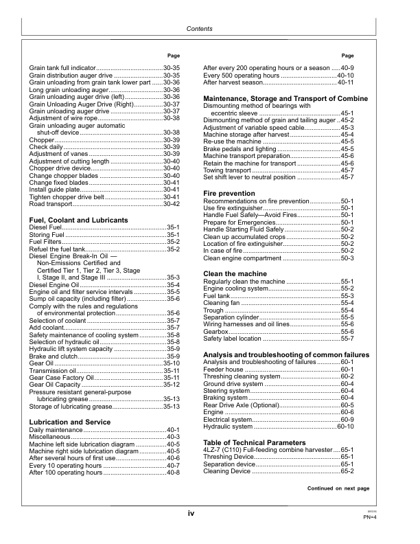 John Deere 4LZ-7 (C110) Full-feeding Combine Harvesters Operator's Manual (OMYC27467) - Image 3