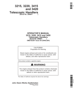John Deere 3215, 3220, 3415 & 3420 Telescopic Handlers Operator's Manual (OMZ102387)