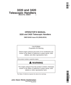 John Deere 3220 & 3420 Telescopic Handlers Operator's Manual (OMZ102403)