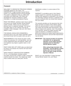 Alternative view of John Deere GreenStar Forage Harvester Harvest Monitor Systems Operator's Manual (OMZ102700)