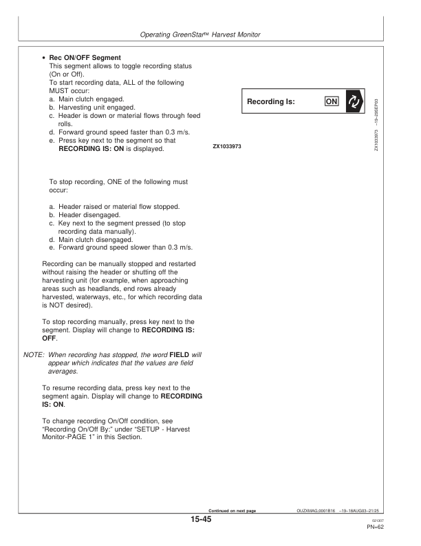 John Deere GreenStar Forage Harvester Harvest Monitor Systems Operator's Manual (OMZ102700) - Image 3