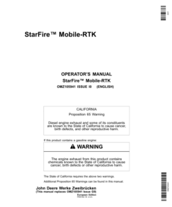 John Deere StarFire Mobile RTK Operator's Manual (OMZ105941)