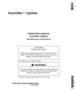 John Deere GreenStar Lightbars Operator's Manual (OMZ106029)