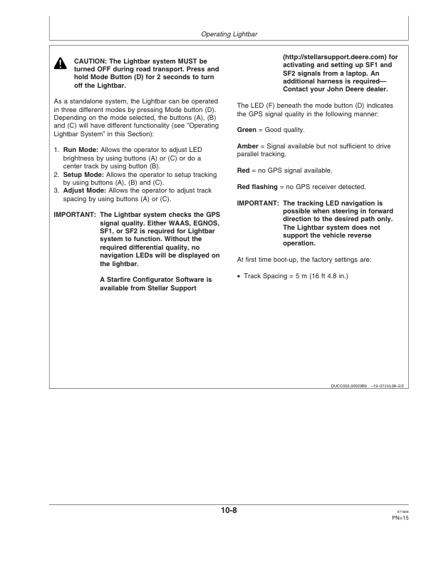 John Deere GreenStar Lightbars Operator's Manual (OMZ106029) - Image 2