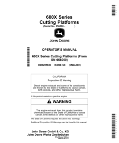 John Deere 622X, 625X, 630X, 635X & 640X Cutting Platforms Operator's Manual (OMZ201680)