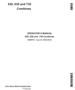 John Deere 530, 630 & 730 Combines Operator's Manual (OMZ90763)