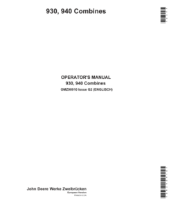 John Deere 930 & 940 Combines Operator's Manual (OMZ90910)