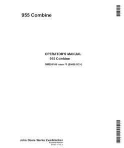 John Deere 955 Combines Operator's Manual (OMZ91109)