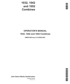 John Deere 1032, 1042 & 1052 Combine Harvesters Operator's Manual (OMZ91598)