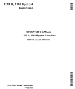 John Deere Supplement to be used with OMZ91870 Operator's Manual (OMZ91878)