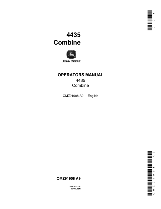 John Deere 4435 Combine Operator's Manual (OMZ91908)