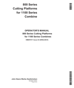 John Deere 800 Series Cutting Platforms for 1100 Series Combines Operator's Manual (OMZ91911)