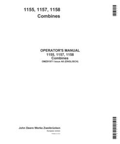 John Deere 1155, 1157 & 1158 Combines Operator's Manual (OMZ91971)