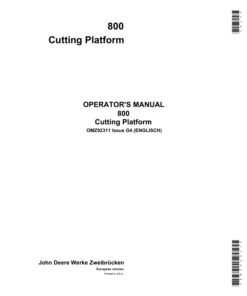 John Deere 800 Series Cutting Platforms Operator's Manual (OMZ92311)