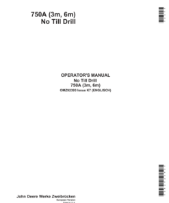 John Deere 750 Grain Drills Operator's Manual (OMZ92393)