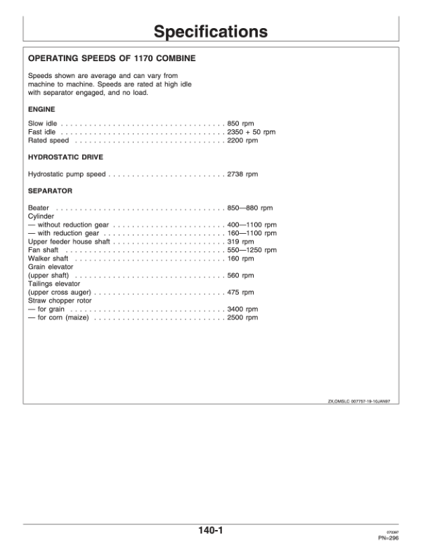 John Deere 1170 Combine, 312, 314, 316 & 319 Cutting Platforms Operator's Manual (OMZ92467) - Image 4