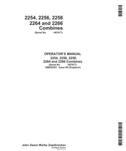 John Deere 2254, 2256, 2258, 2264 & 2266 Combines Operator's Manual (OMZ92501)