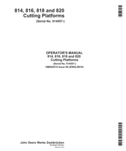 John Deere 814, 816, 818 & 820 Cutting Platforms Operator's Manual (OMZ92510)