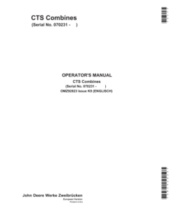 John Deere CTS Combines Operator's Manual (OMZ92823)