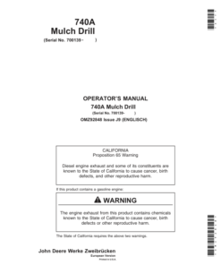 John Deere 740A Mulch Drills Operator's Manual (OMZ92848)