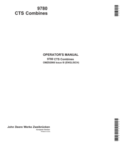 John Deere 9780 CTS Combines Operator's Manual (OMZ92966)