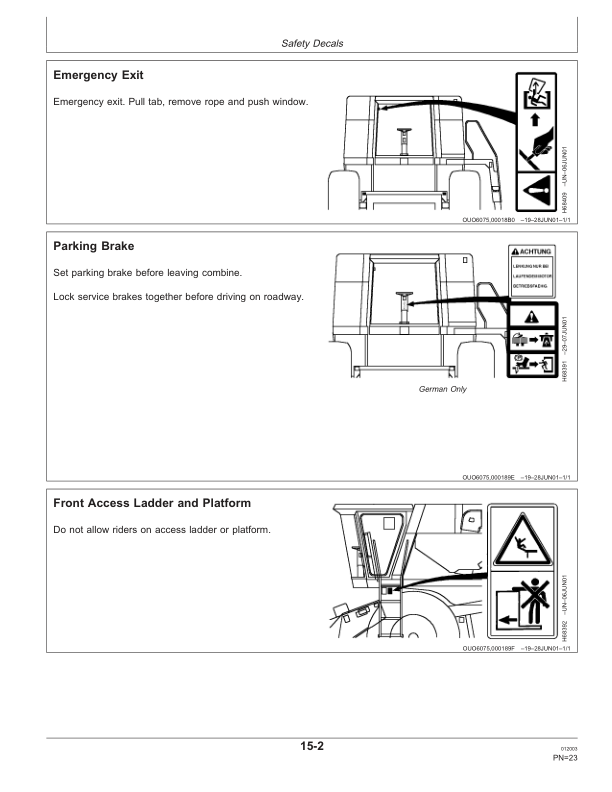 John Deere 9540, 9560, 9580, 9640, 9660 & 9680 CWS & WTS combines Operator's Manual (OMZ93035) - Image 2