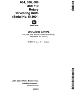 John Deere 684, 686, 688, 710 Rotary Harvesting Units (051300-) Operator's Manual (OMZ93103)