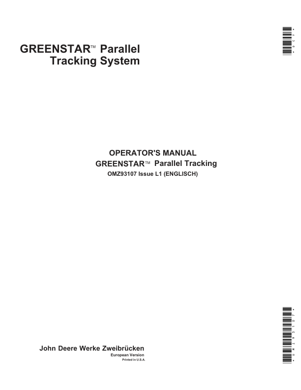 John Deere GREENSTAR PARAL.TRACKING SYST. ENGL Operator's Manual (OMZ93107)