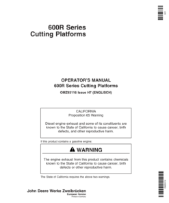 John Deere 600 R-Series Cutting Platforms Operator's Manual (OMZ93116)