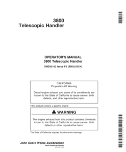 John Deere 3800 Telescopic Handlers Operator's Manual (OMZ93162)