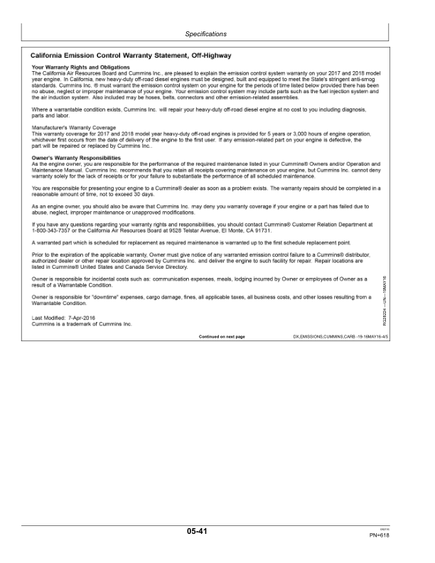 John Deere 8100, 8200, 8300, 8400, 8500, 8600, 8700 & 8800Self-Propelled Forage Harvesters North America Edition (MY2016) Operator's Manual (OMZ93191) - Image 4